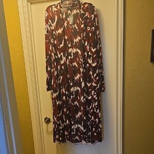 Lane Bryant Burgundy & White Long-Sleeve Printed Maxi Dress
